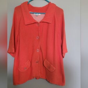 Coldwater Creek Button Up Cottagecore Cardigan Plaid Details XL